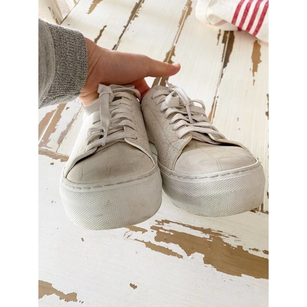 Buscemi En Noir White Crocodile Embossed Leather Low Top Sneakers Shoes Size 6 - Picture 8 of 11